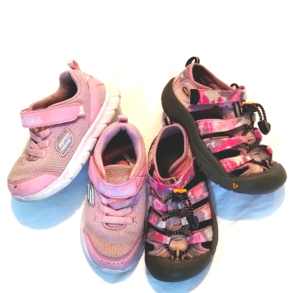 Lot of 2  toddler shoes, sandals size 9 pink, Keen, Skechers